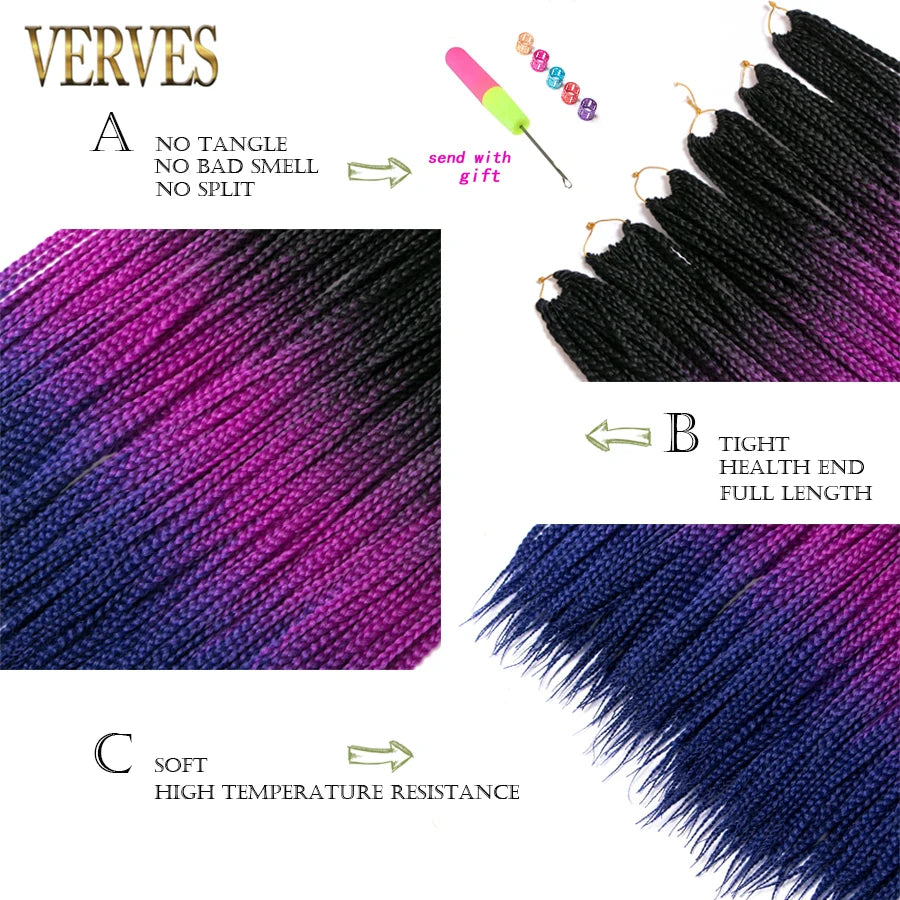 Vibrant Locks: VERVES Crochet Braids 24 inch Ombre Box Braid